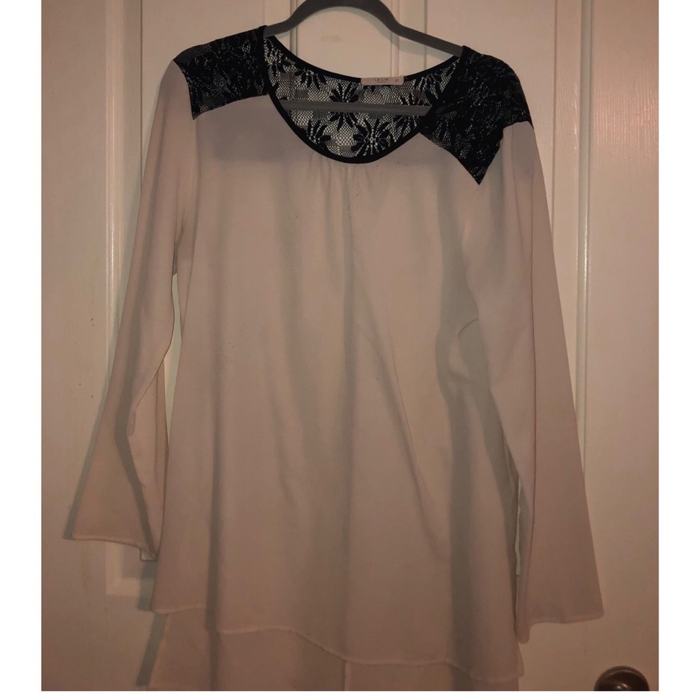 Off white and black blouse